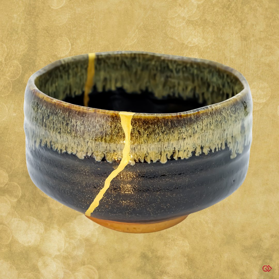 Discover the beauty of Kintsugi: Handcrafted Japanese pottery repaired with gold, embodying Wabi-Sabi.