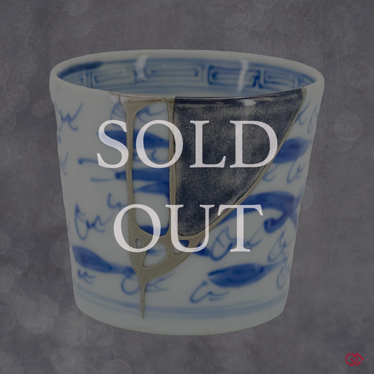 Sold Out! Authentic Japanese Kintsugi Pottery Cup- Featuring the art of Kintsugi, where cracks are repaired with gold, celebrating imperfection and beauty.