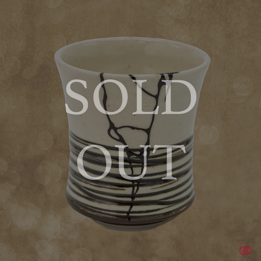 - Sold Out! Authentic Japanese Kintsugi Pottery Tea Cup- Featuring the art of Kintsugi, where cracks are repaired with gold, celebrating imperfection and beauty.