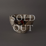 Sold out: Pure silver kintsugi Shigaraki earthenware cup with urushi-e lacquer painting, food-safe, restored by master artisan