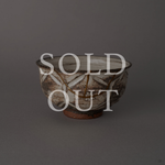 Sold out: kintsugi Kyoto ware cup with 24K gold and pure silver restoration on hori-mishima carved earthenware, food-safe.