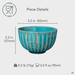 Food-safe Arita ware Kintsugi bowl with fine silver seams, shown front-facing with detailed size and weight overlay for collectors appreciating precision and craft.