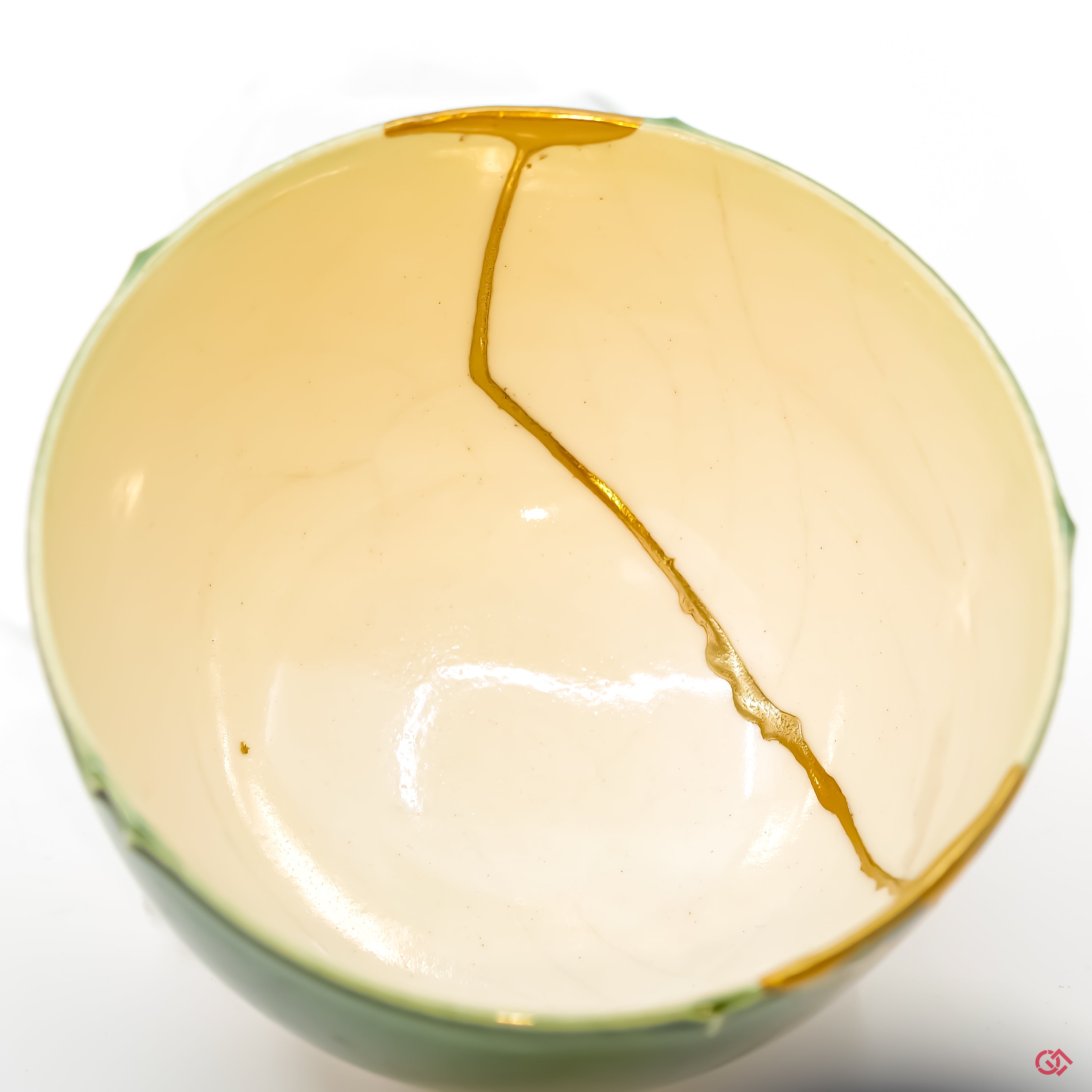 Up-close look at authentic Kintsugi pottery, highlighting intricate details.