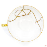 Photo of the top side of an authentic Kintsugi pottery piece, showing its overall design and features