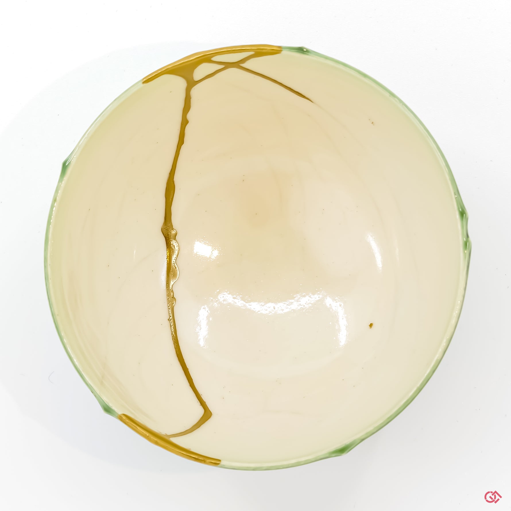 Top view of handcrafted Kintsugi pottery, showcasing design and craftsmanship.