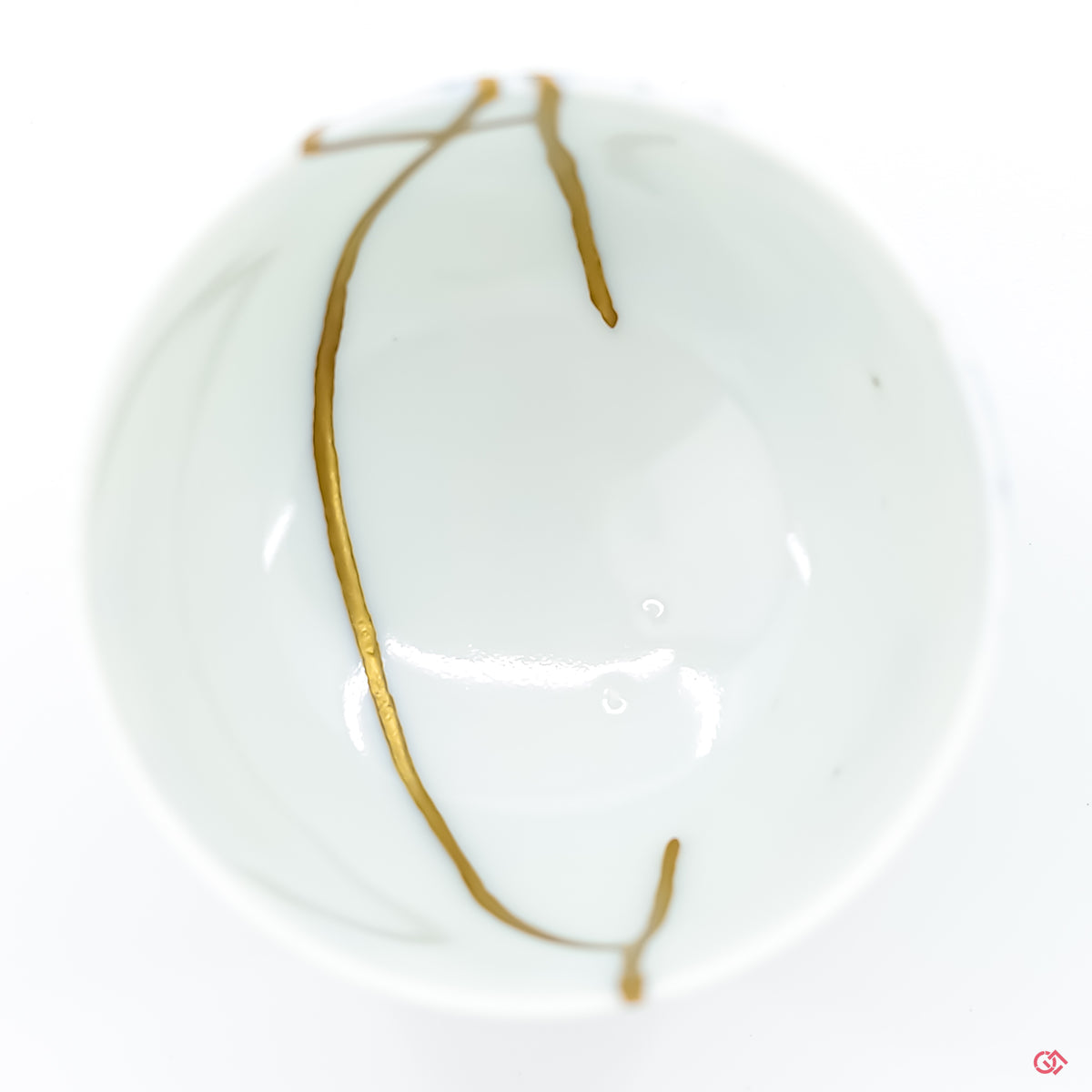 Top view of handcrafted Kintsugi pottery, showcasing design and craftsmanship.