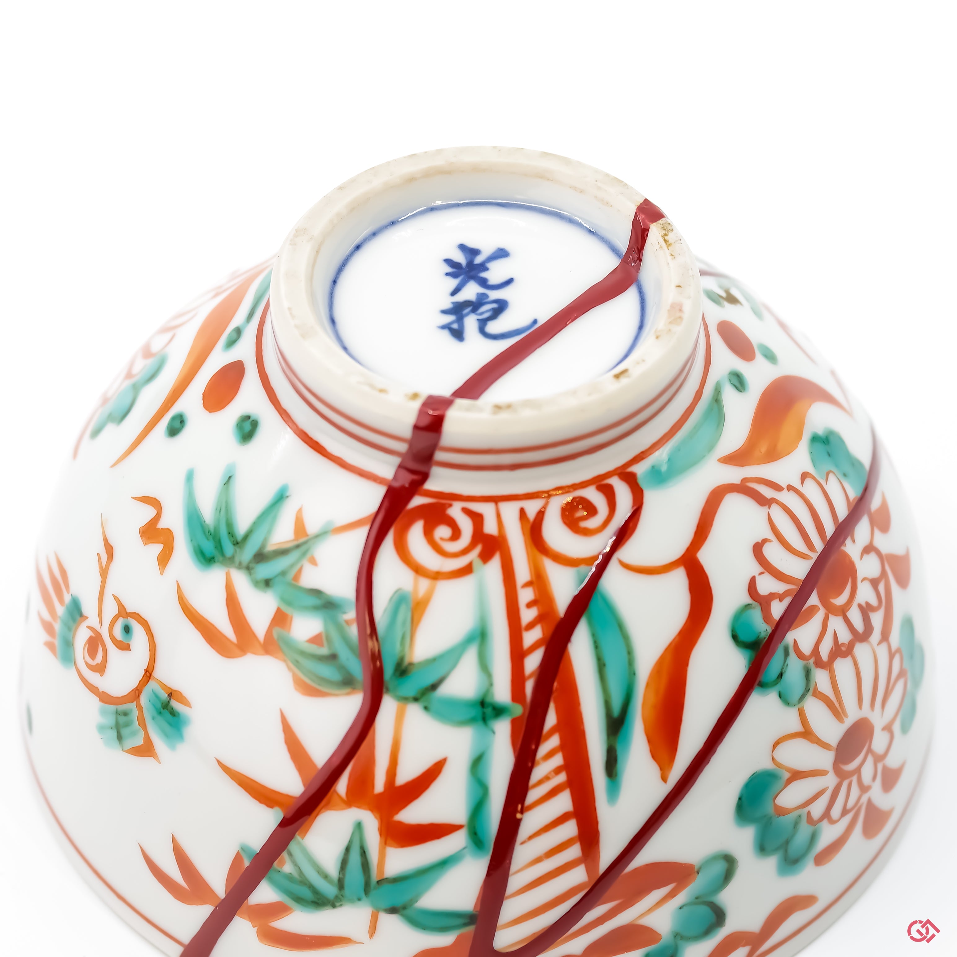 Up-close look at authentic Kintsugi pottery, highlighting intricate details.