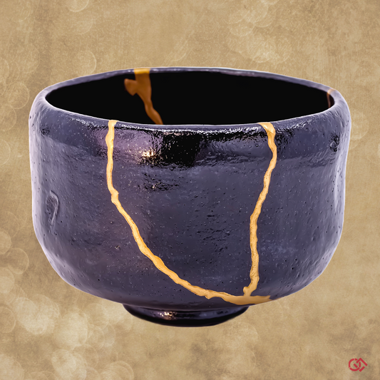 Discover the beauty of Kintsugi: Handcrafted Japanese pottery repaired with gold, embodying Wabi-Sabi.