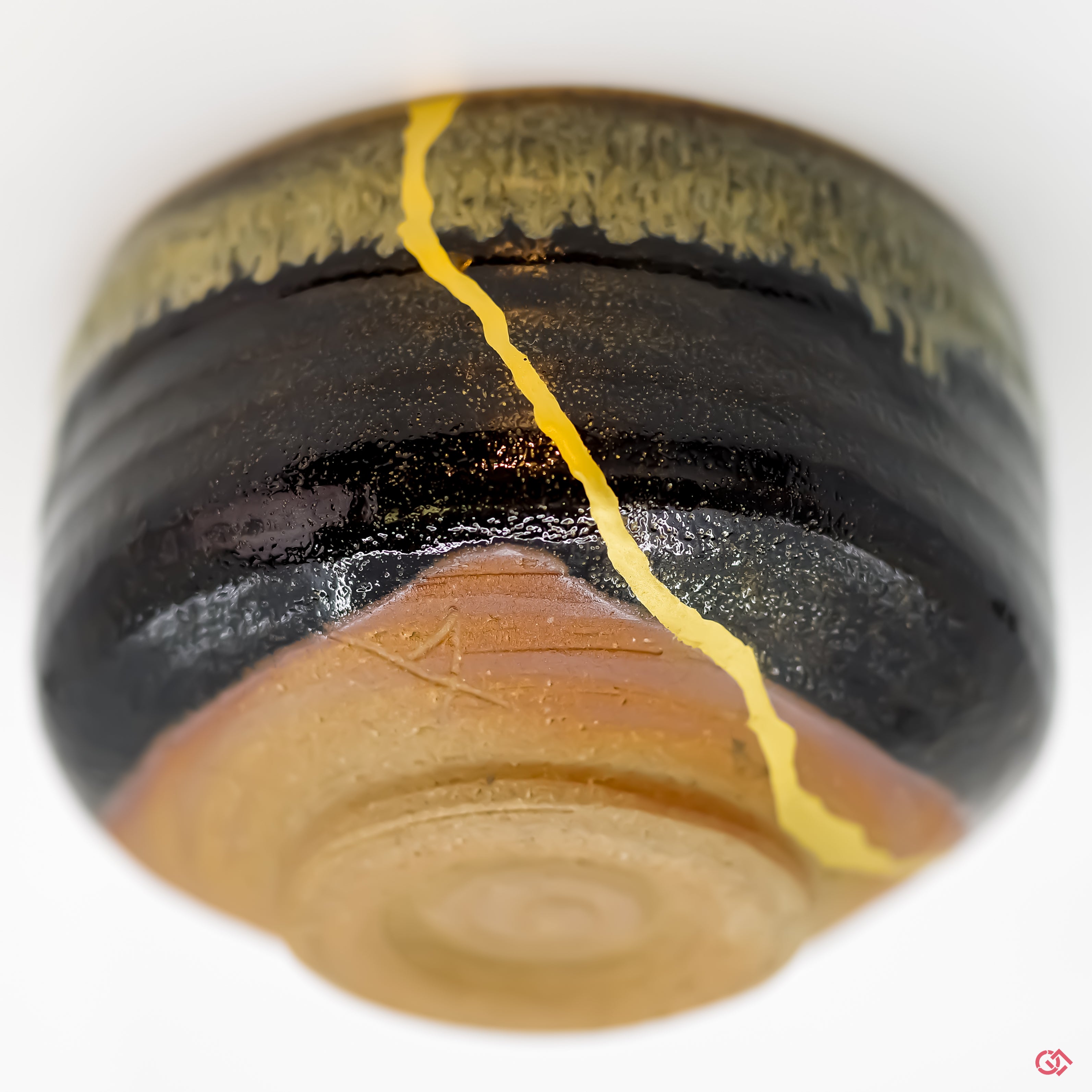 Up-close look at authentic Kintsugi pottery, highlighting intricate details.