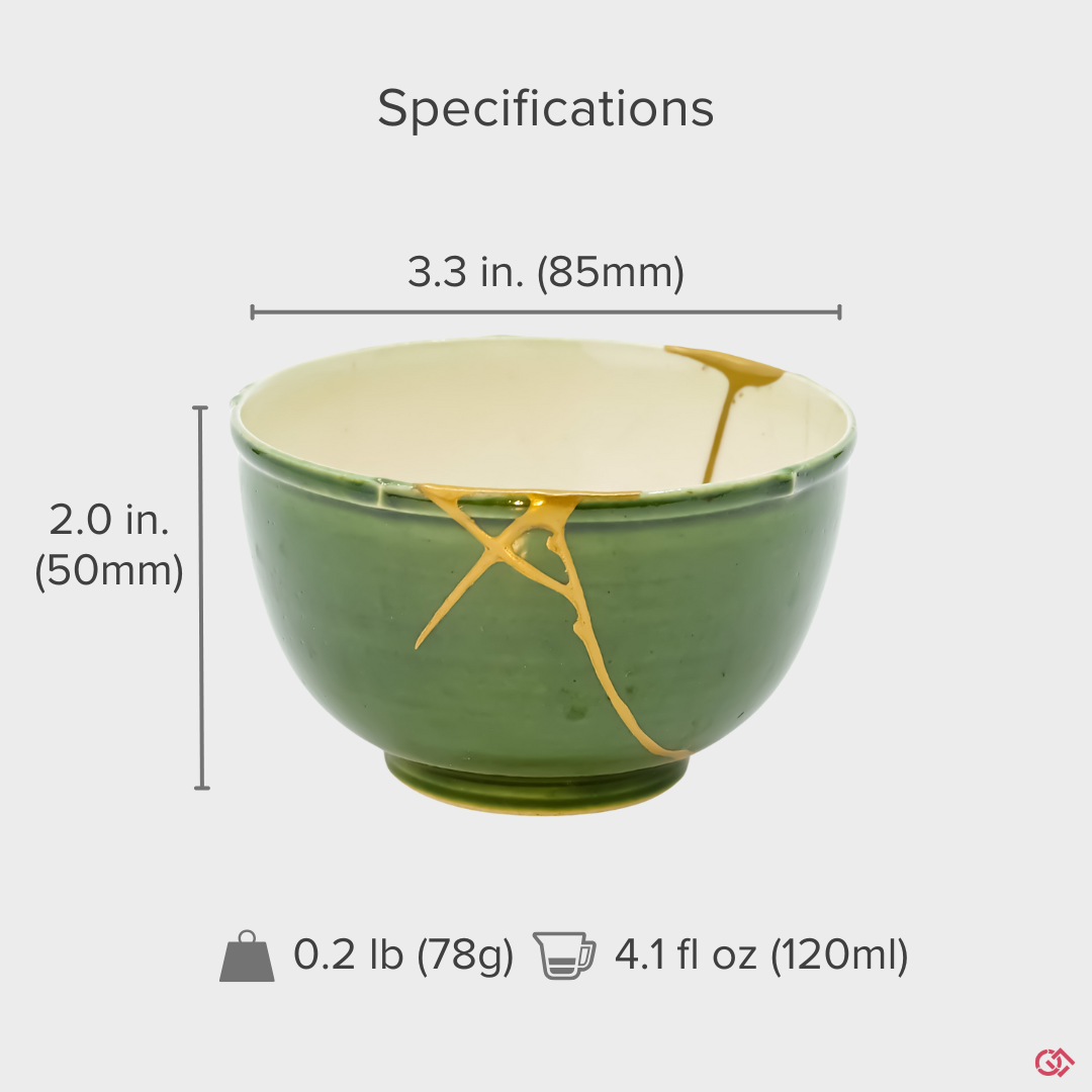 Shop with confidence: Authentic Japanese Kintsugi pottery with clearly indicated size.