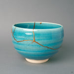 The turning profile of a kintsugi Kyoto bowl reveals where gold meets kannyu crackle, beauty in imperfection made plain.