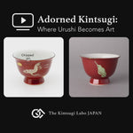 A lacquer artist restoring a Kyoto ware sake cup with natural urushi and 24K gold, showing the kintsugi process in the studio.
