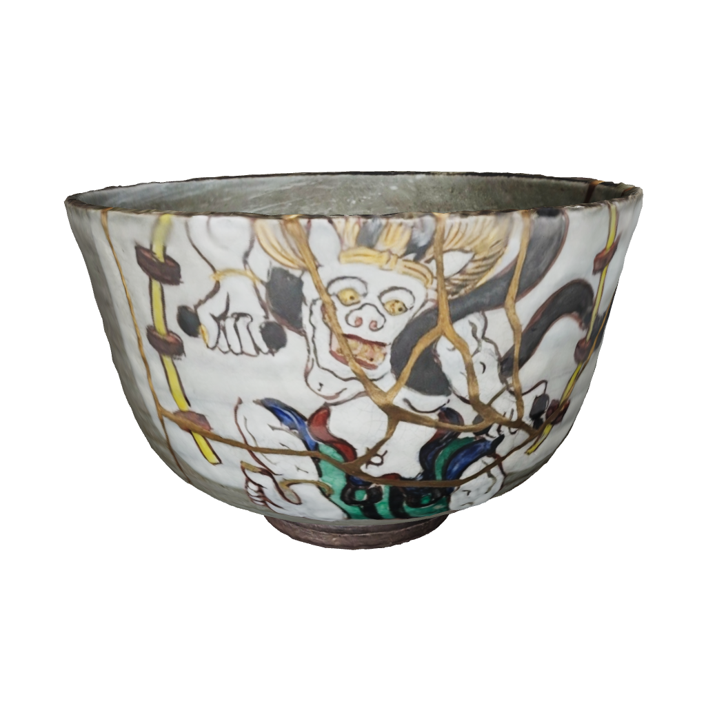 3D model of the authentic Kyoto kintsugi matcha bowl, inviting a moment of connection with a cultural legacy object.