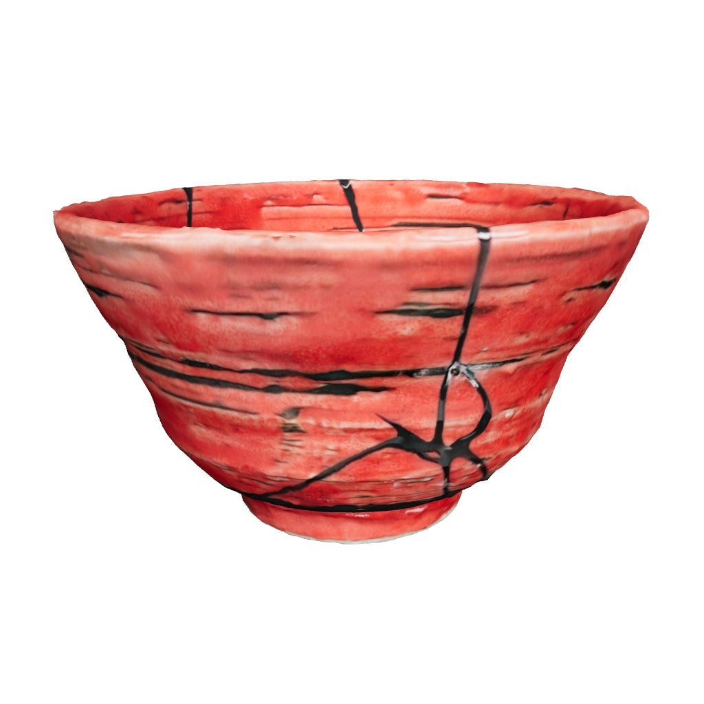 Authentic Kintsugi Matcha Bowl Red Moegi, Arita Ware