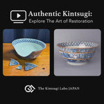 Restoration story video of the broken Kyoto ware serving bowl restored with natural urushi lacquer and finished with a branching 24K gold kintsugi seam.