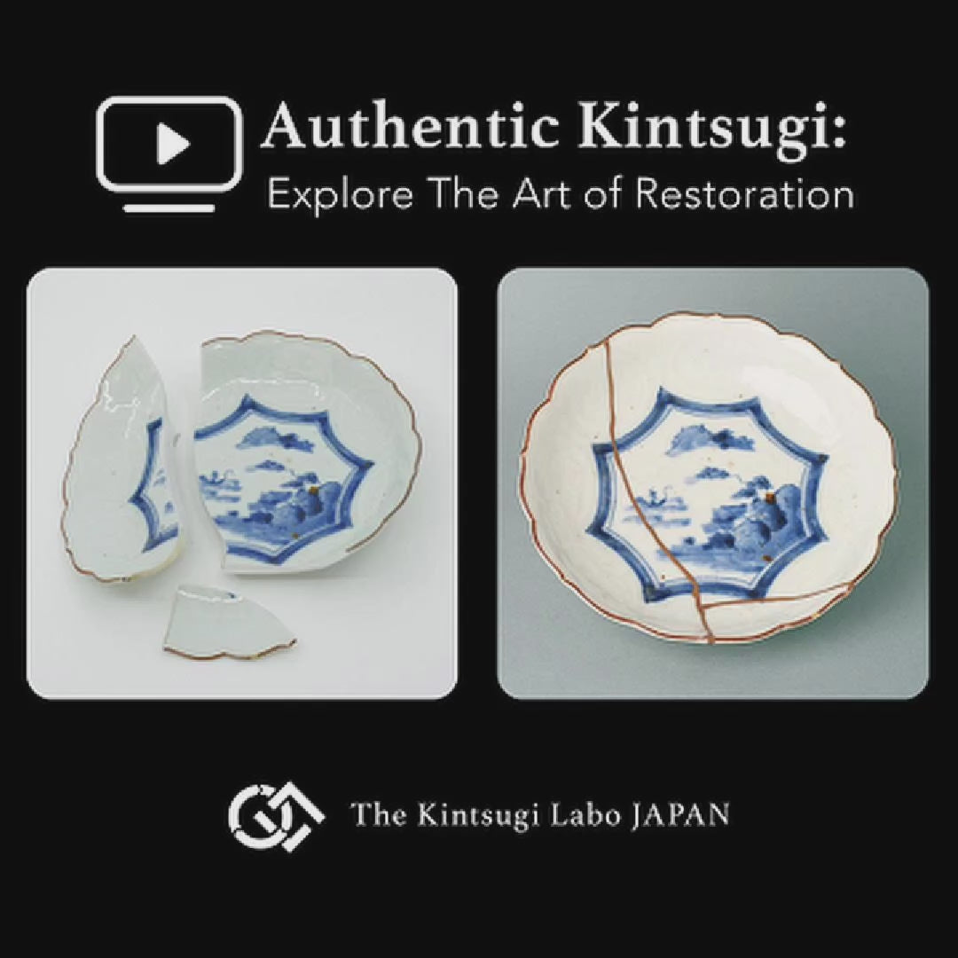 Restoration footage of a Ko-Imari kintsugi bowl, urushi layers and 24K gold applied over four months by a Kyoto-trained artist, the art of revival.
