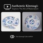 Work-scene video of a Ko-Imari sometsuke plate being restored by kintsugi with natural urushi and 24K gold in the studio.