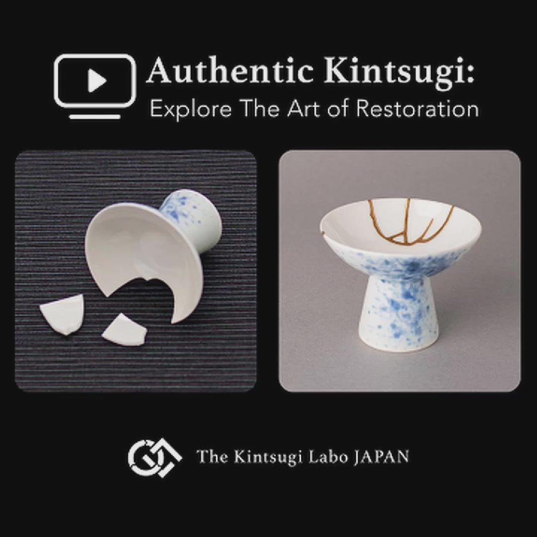 Restoration story of a kintsugi Arita sake cup, urushi lacquer and 24K gold applied over four months by a Master of Traditional Crafts.