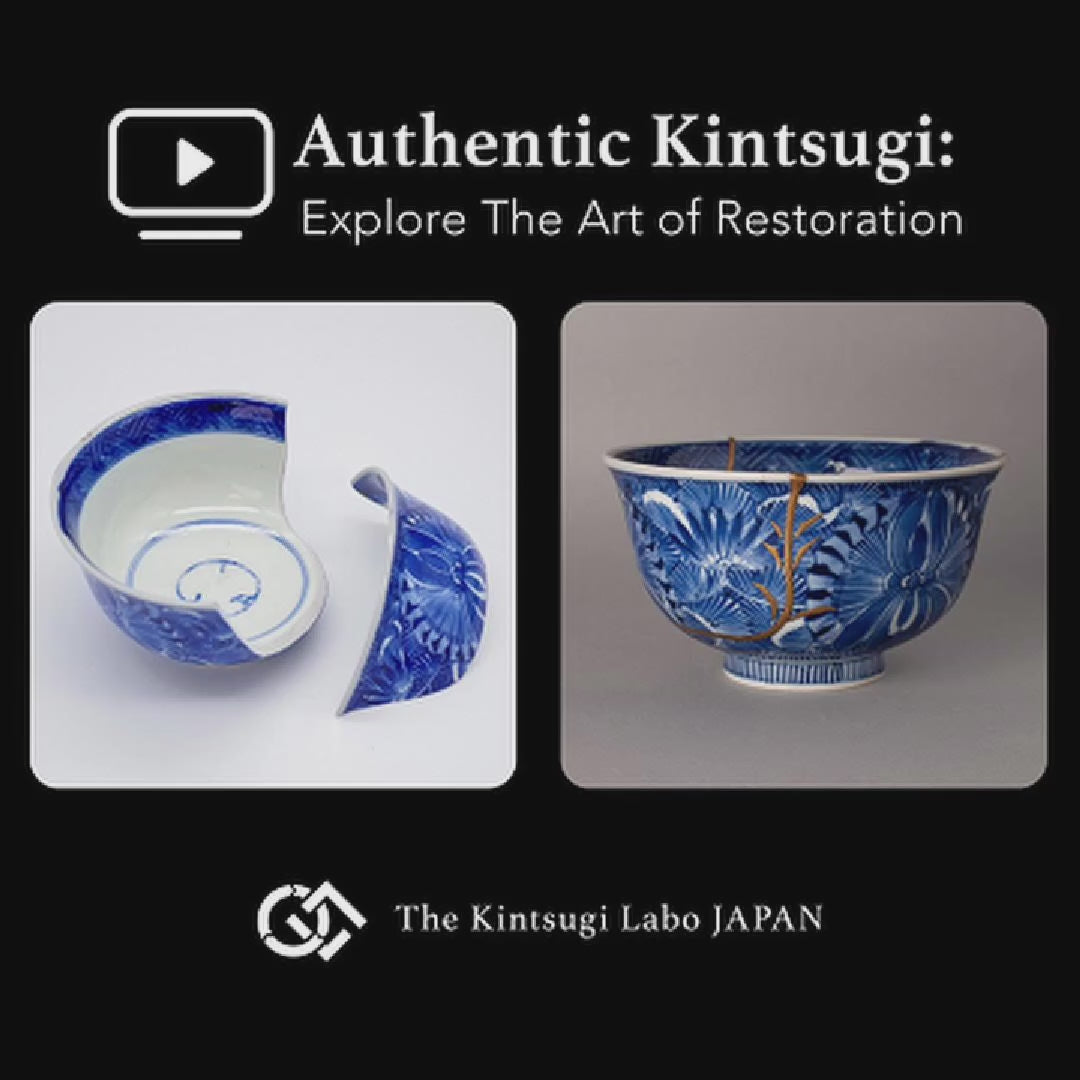 Restoration journey of a Ko-Imari bowl through natural urushi lacquer and 24K gold kintsugi with maki-e, a story in every seam.