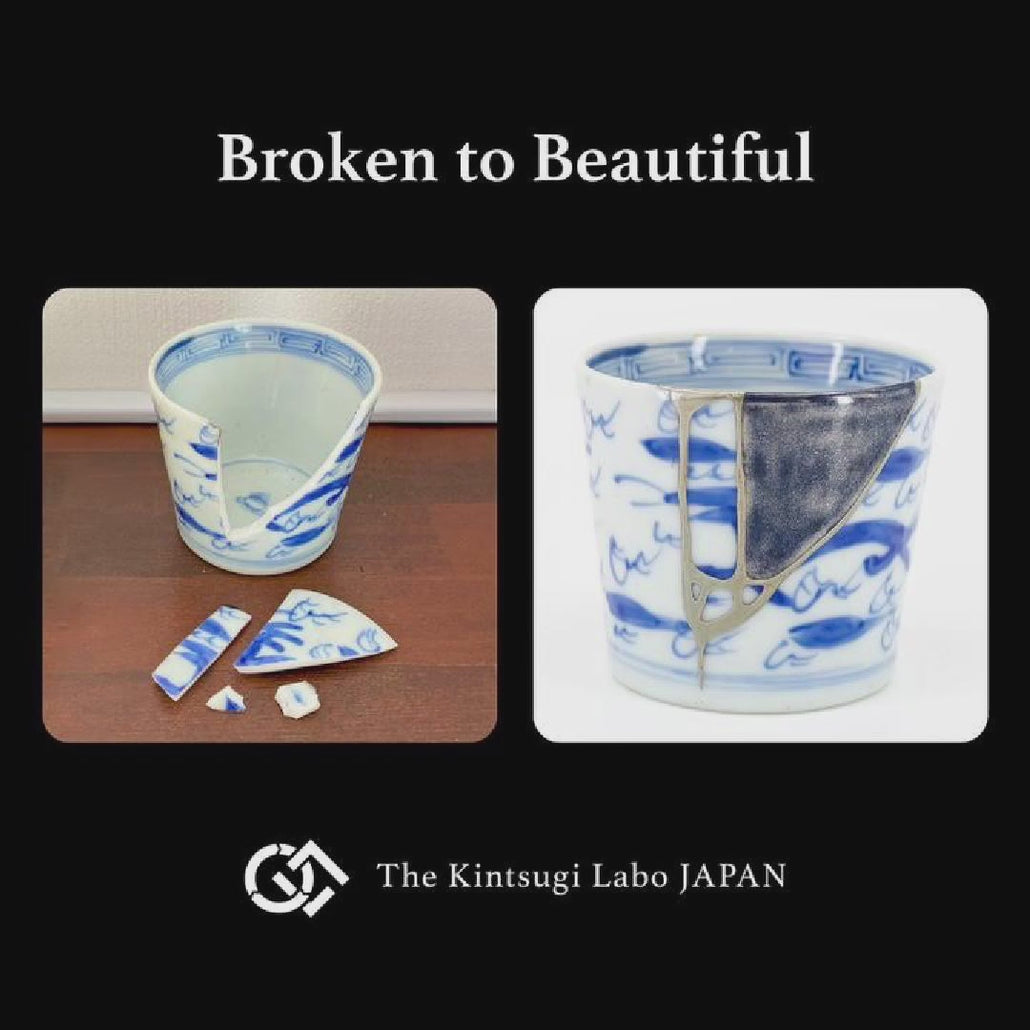 Japanese lacquer artist masterfully repairs broken pottery using traditional Kintsugi technique.