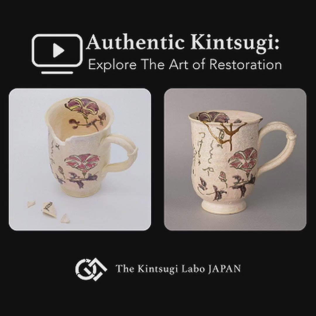 The kintsugi restoration of a Kyoto mug unfolds, urushi and gold applied by hand, mindful luxury taking shape.