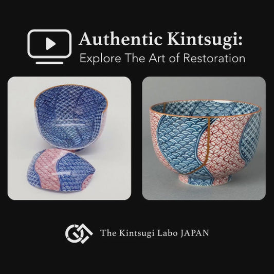 A Kyoto ware teacup, carefully restored with traditional Kintsugi using natural urushi lacquer by a nationally certified Japanese lacquer master, showcasing authentic craftsmanship and wabi-sabi elegance.