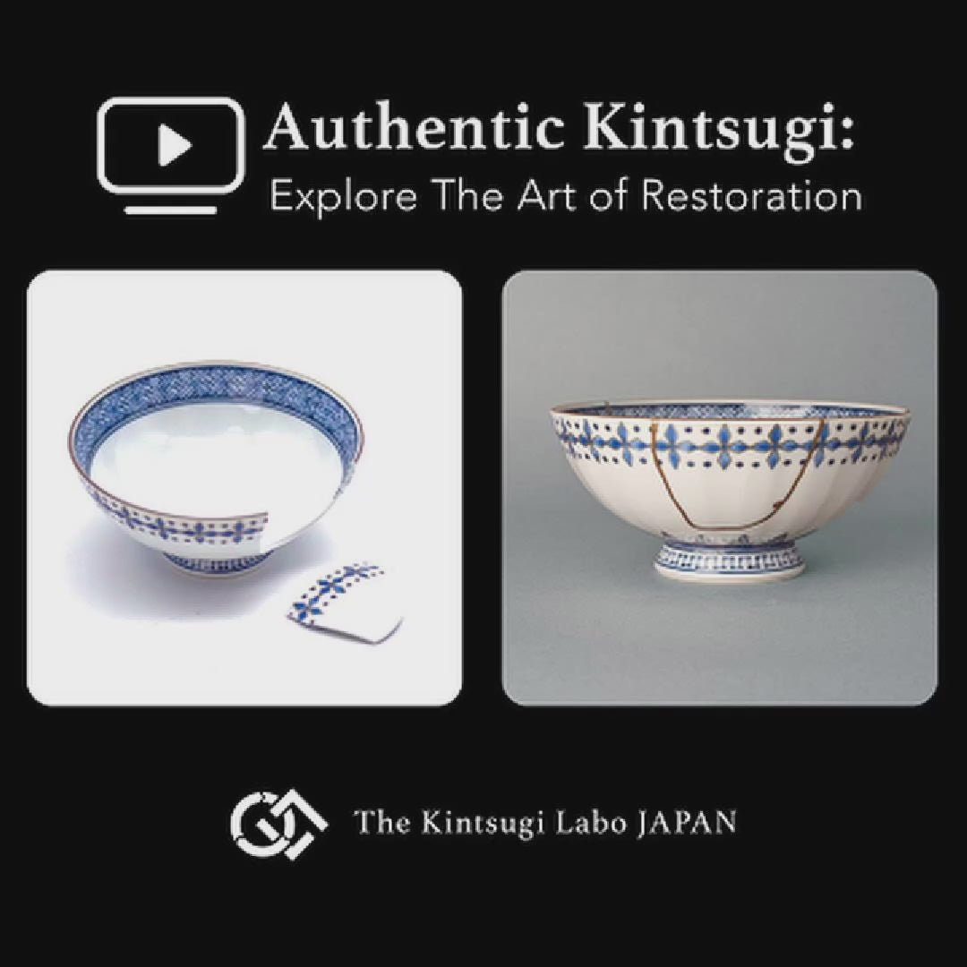 The restoration story of this kintsugi Kyoto bowl, urushi layered over four months before 24K gold, the art of revival by a Kyoto-trained hand.