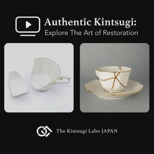 A video sharing the restoration story of this Noritake kintsugi cup, detailing the artisan's journey of bringing it back to life with 24k gold.