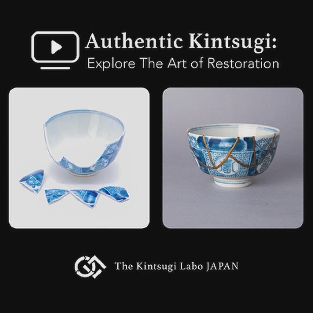 A lacquer artist restoring a Ko-Imari sake cup with natural urushi and 24K gold, showing the kintsugi process in the studio.