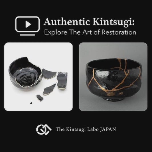 The art of revival documented: a Kyoto matcha bowl transformed through kintsugi, from broken to beautiful.