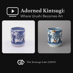Restoration story of a kintsugi sake cup in Ko-Imari porcelain: the rim chip filled with natural urushi and finished in 24K gold as a sparrow by Saki Moriyama.