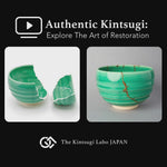 Work-scene video of a Kyoto ware kintsugi matcha bowl being restored with 100% natural urushi and 24K gold by a lacquer artist in Japan.