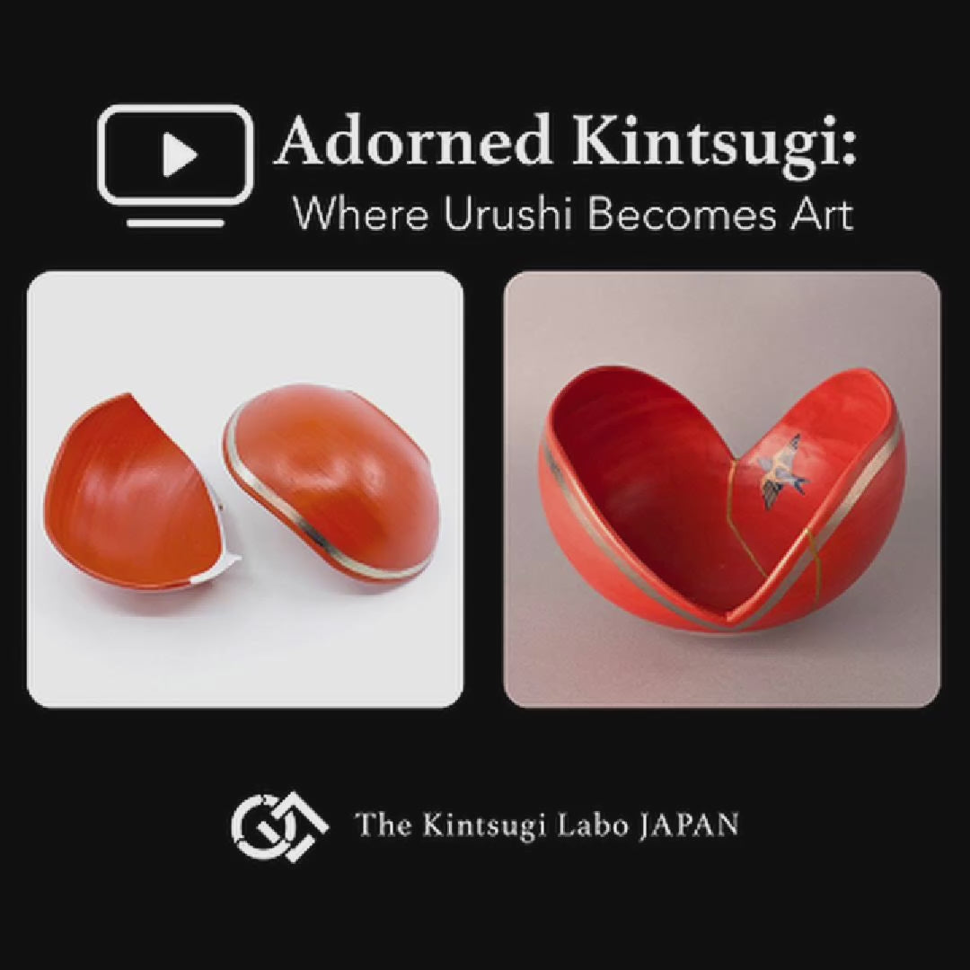 A Kyoto artist reunites Arita fragments in gold kintsugi, then paints a swallow in urushi-e—craft elevated to art.