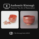 A lacquer artist restoring a Kyoto ware matcha bowl with natural urushi and 24K gold, showing the kintsugi process in the studio.