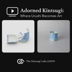 A lacquer artist restoring a Ko-Imari sake cup with 100% natural urushi and 24K gold, showing the kintsugi and lacquer decoration process in the studio in Japan.