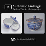 Restoration story video of the Kyoto ware cup, showing natural urushi layering and 24K gold finishing of the kintsugi seam from rim to foot.
