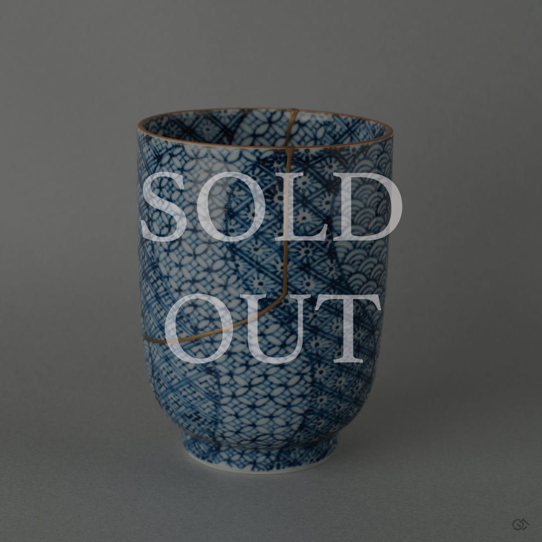 Sold-out 24k gold Kintsugi tea cup from Kyoto ware ware restored with urushi lacquer.