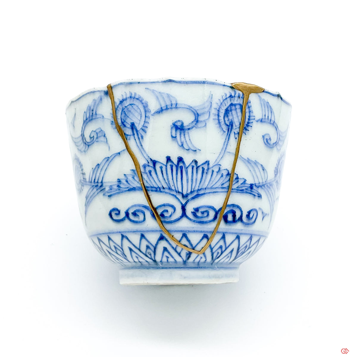 Authentic Kintsugi Cafe Cup, Sunflowers, Ko-Imari