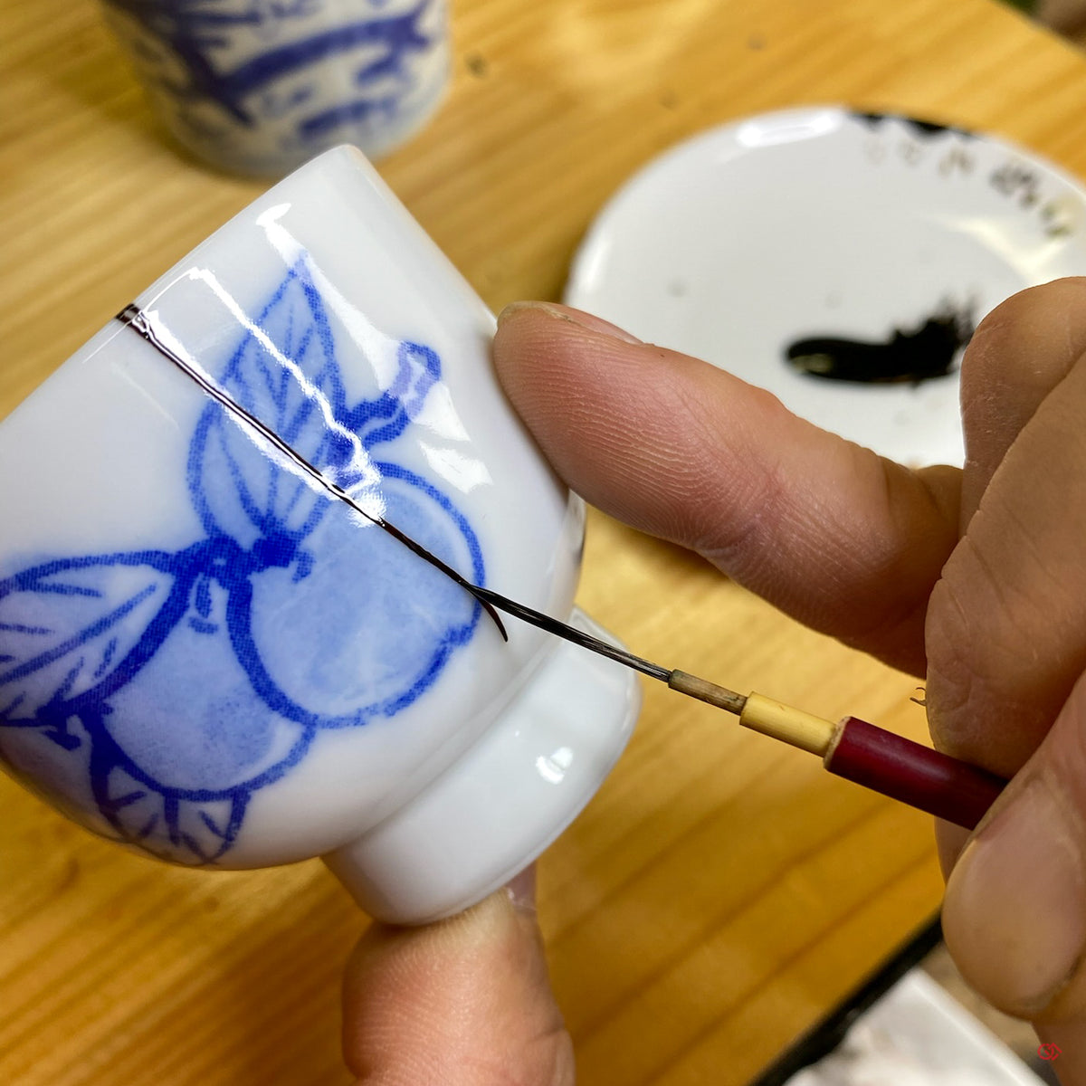 Authentic Kintsugi Sake Cup, Fruit pattern, Ko-Imari