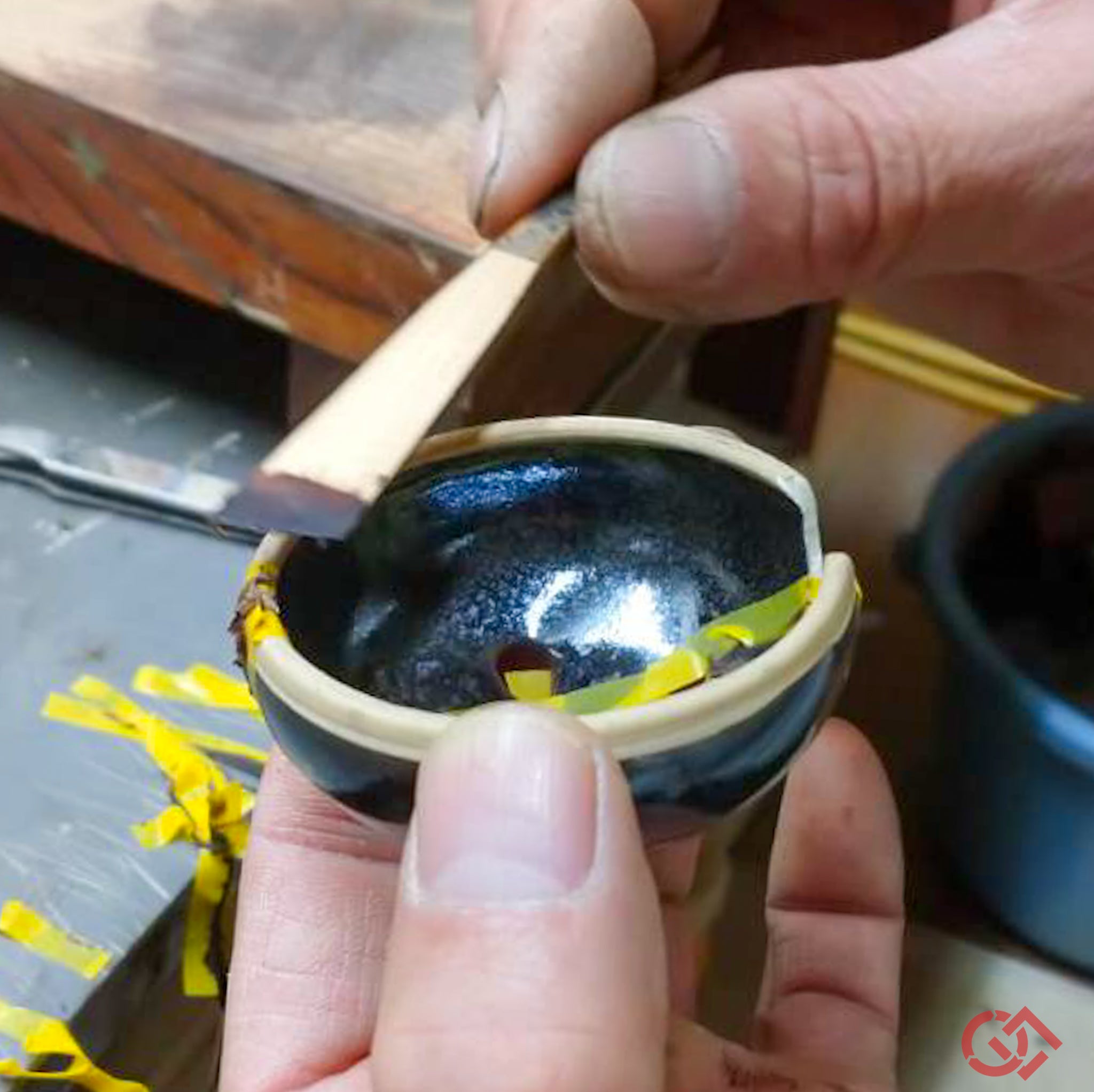 Traditional Kintsugi repair with urushi