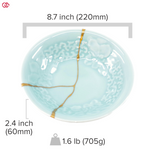 Authentic Kintsugi pottery with diameter and height description