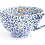 Unique Kintsugi Coffee Cup & Saucer, Sometsuke Cherry Flower w/Maki-e Platinum
