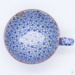 Unique Kintsugi Coffee Cup & Saucer, Sometsuke Cherry Flower w/Maki-e Platinum
