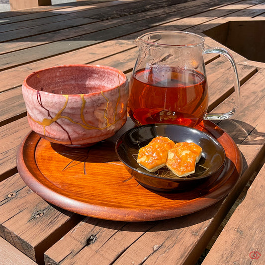 Authentic Kintsugi Tea bowl red Raku type