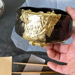 Unique Kintsugi Matcha bowl, Raku Black, w/Red Decoration