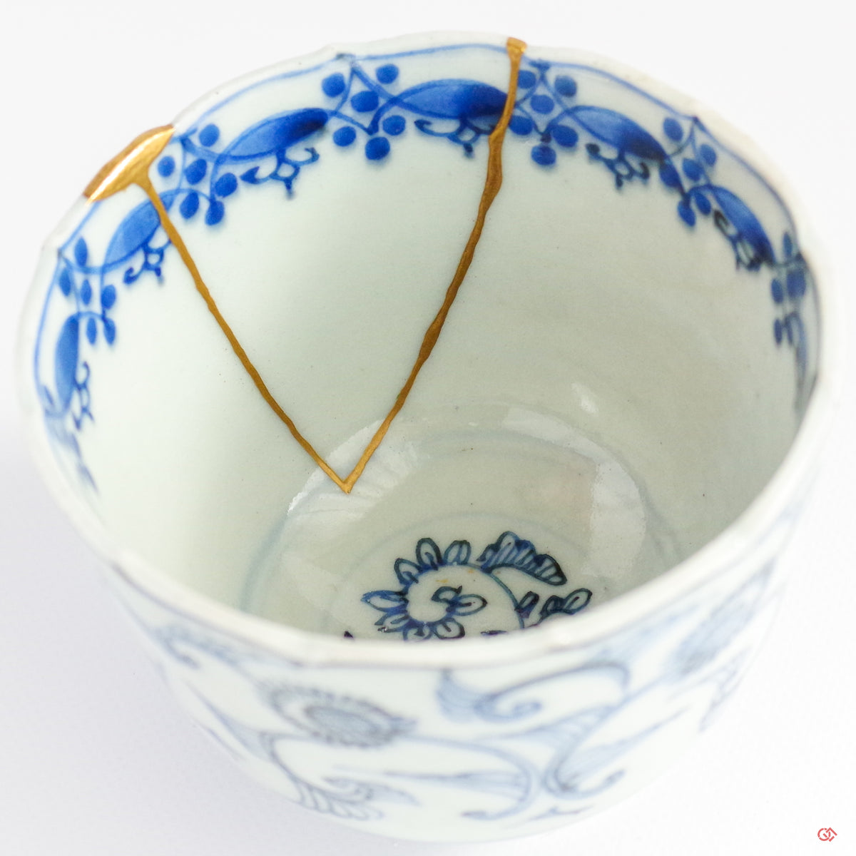 Authentic Kintsugi Cafe Cup, Sunflowers, Ko-Imari