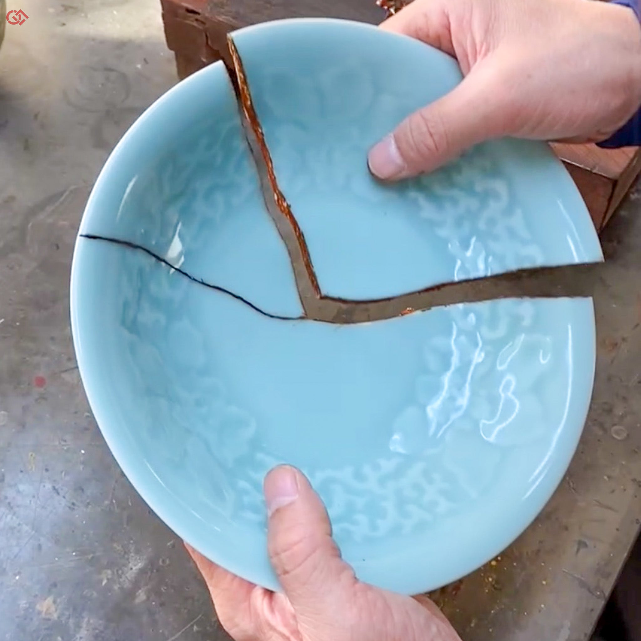 Traditional Kintsugi repair with natural lacquer