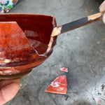Authentic Kintsugi Matcha Bowl, Persimmon glaze Kyoto ware