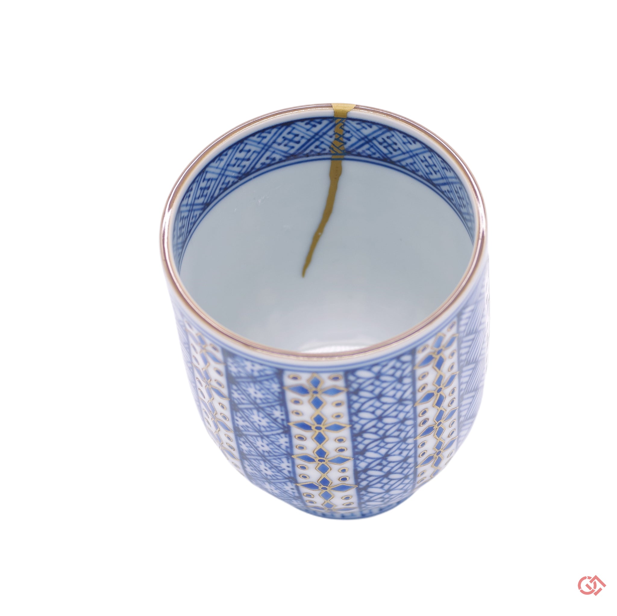 Unique Kintsugi Sake Cup Syonzui Diamond pattern