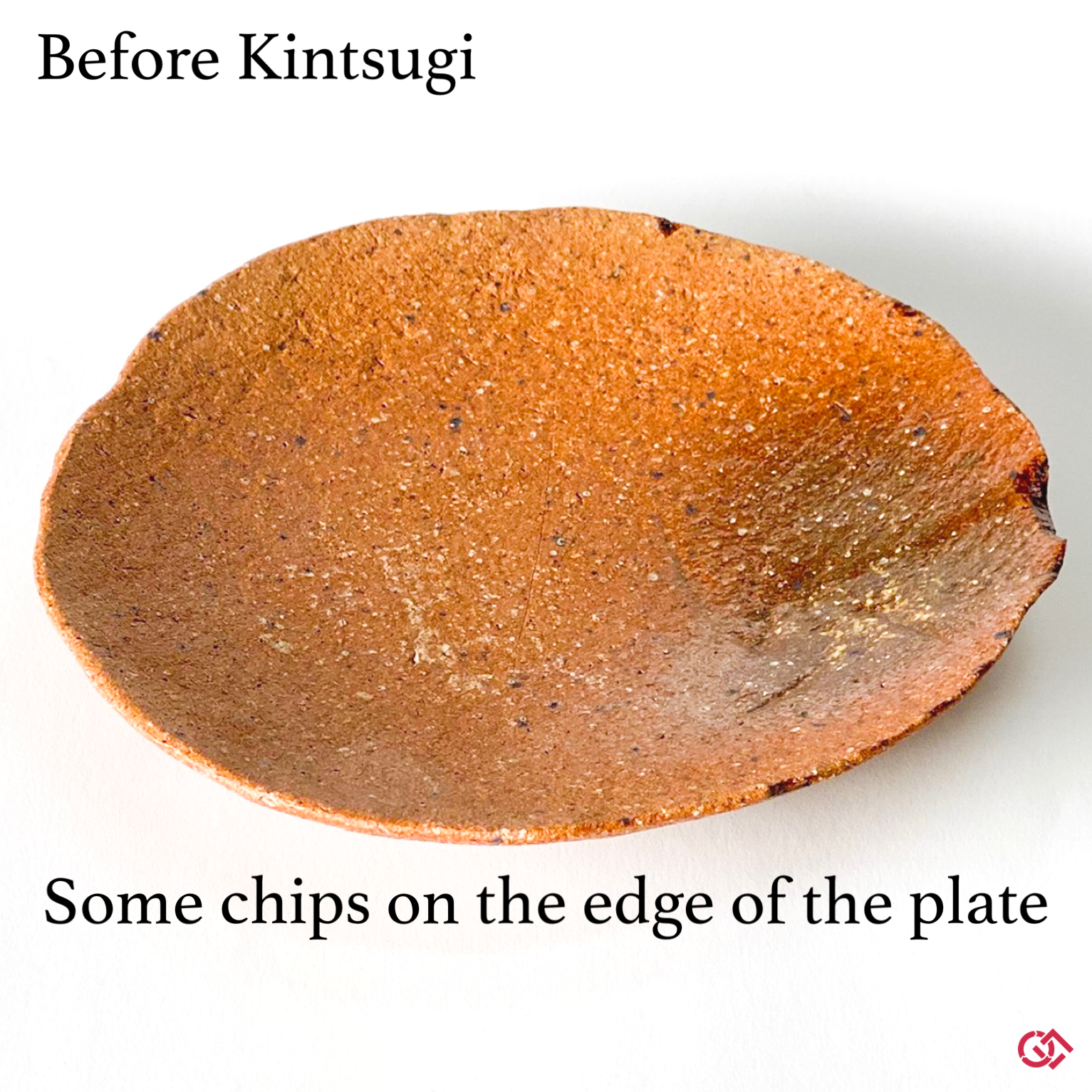 Chipped state of the plate before Kintsugi